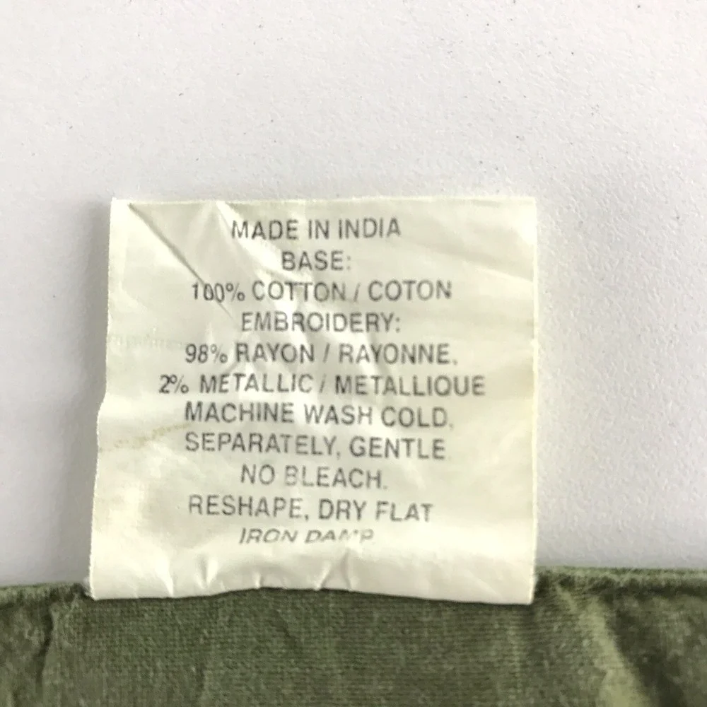 Crate & Barrel Set Of 4 Rectangle Cotton Placemats‎ Green Silver Diamond Pattern